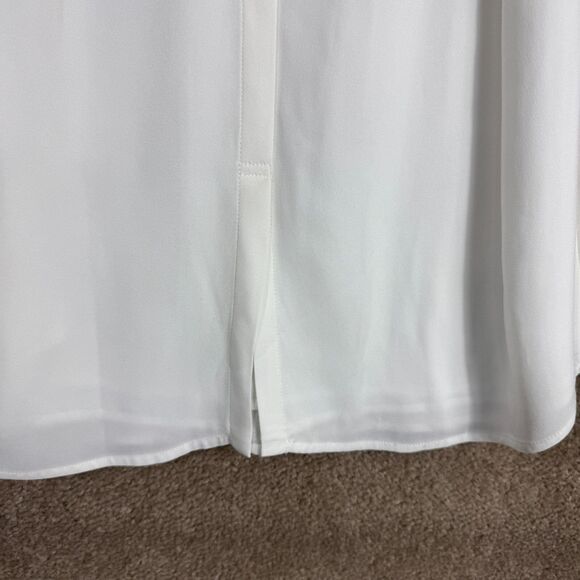 A.L.C. Gigi Shift Dress Womens 8 White Tonal Beaded Sleeveless V Neck Crepe Mini - Picture 10 of 11